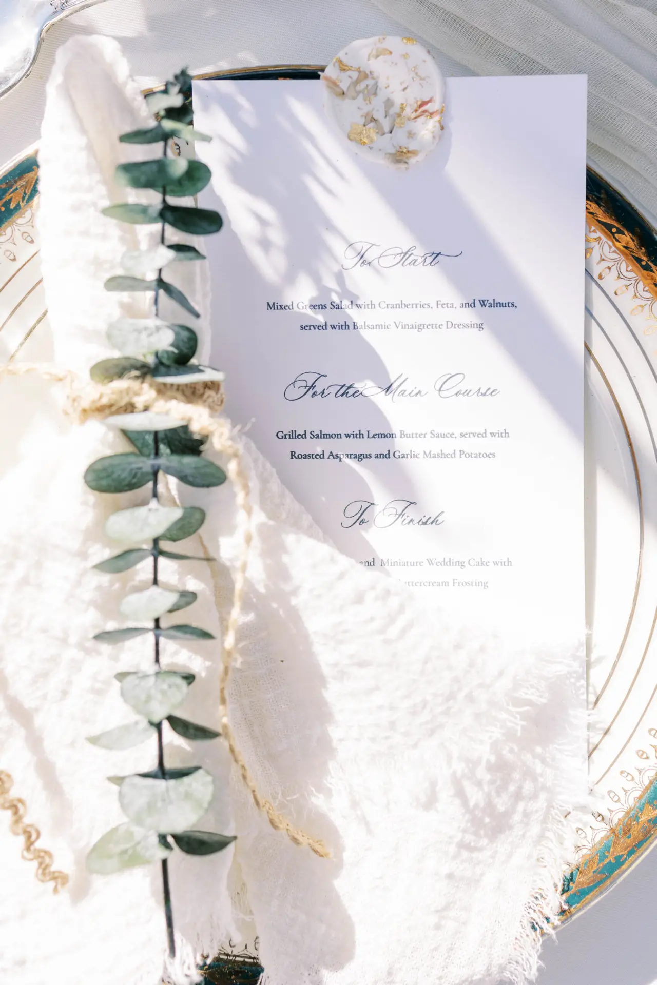 Wedding menu